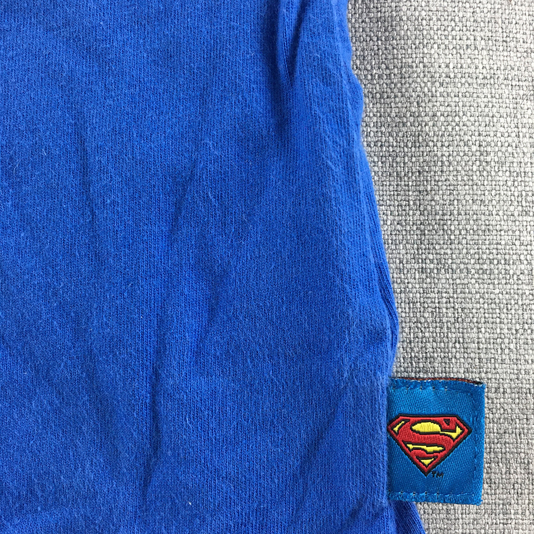 Superman Kids Boys T-Shirt Size 3 Toddler Blue Logo DC Comics Superhero