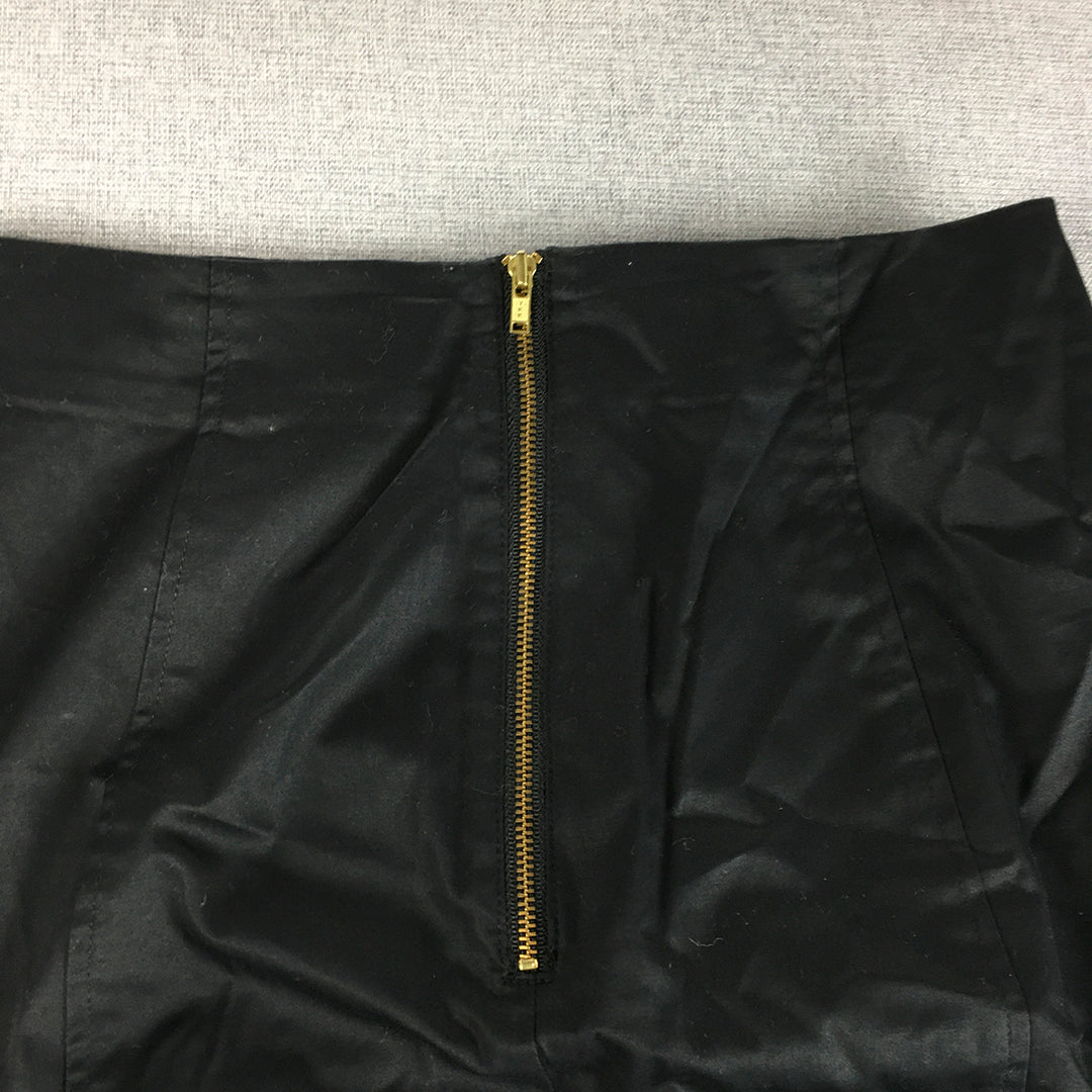 Portmans Womens Mini Skirt Size 6 Black Back Zip Pencil