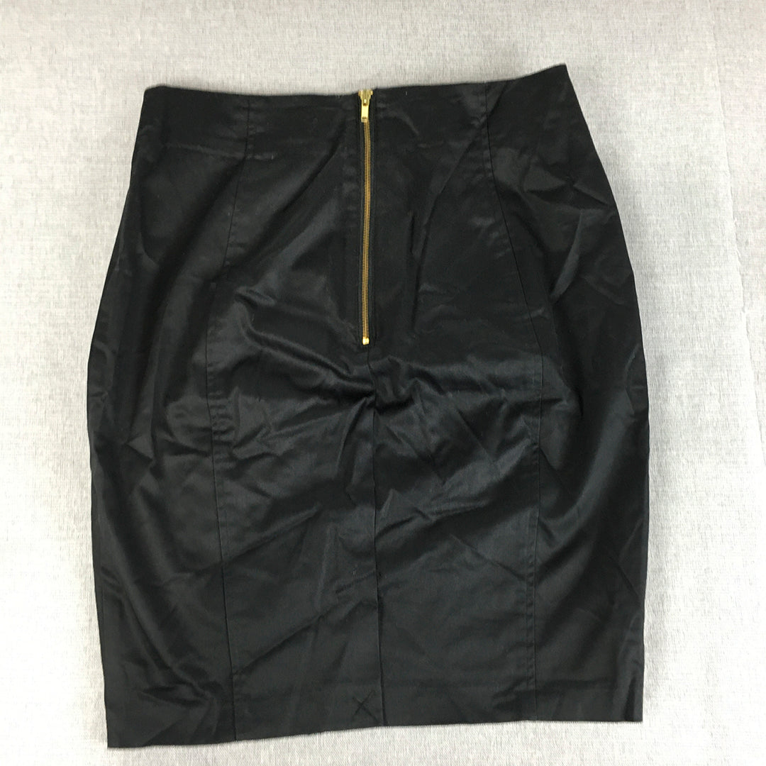 Portmans Womens Mini Skirt Size 6 Black Back Zip Pencil