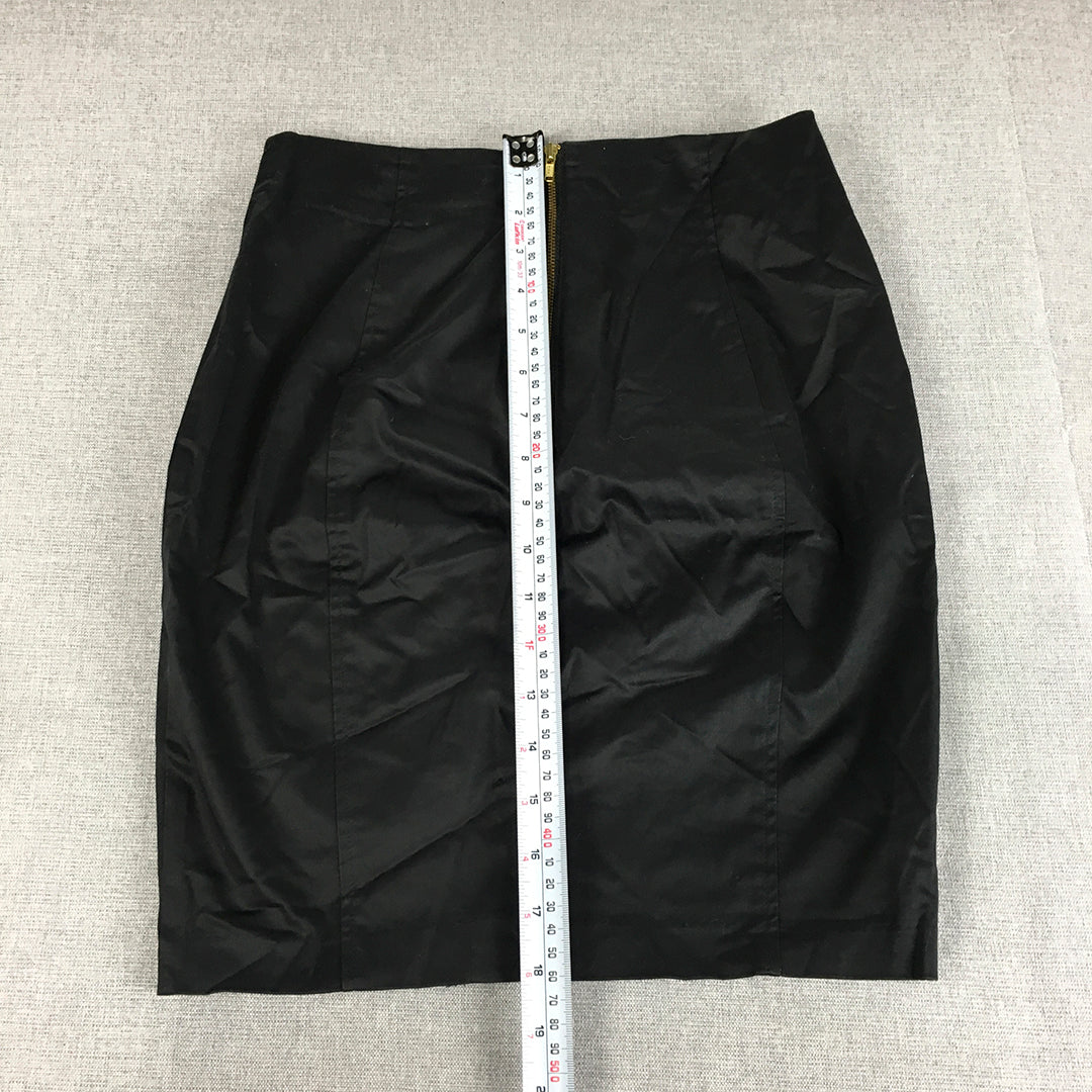 Portmans Womens Mini Skirt Size 6 Black Back Zip Pencil