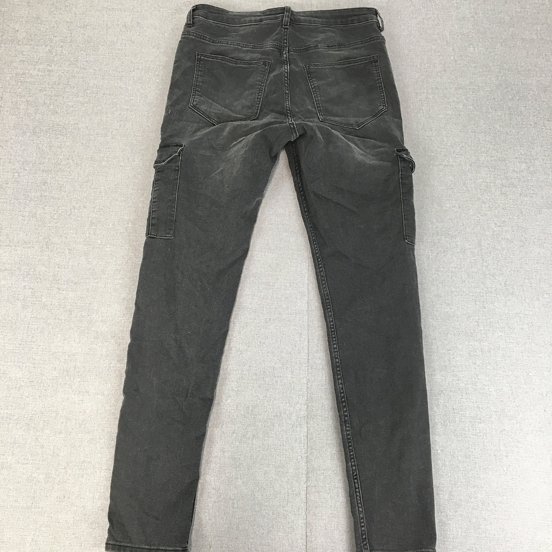 H&M Womens Skinny Jeans Size 14 Black Dark Wash Denim