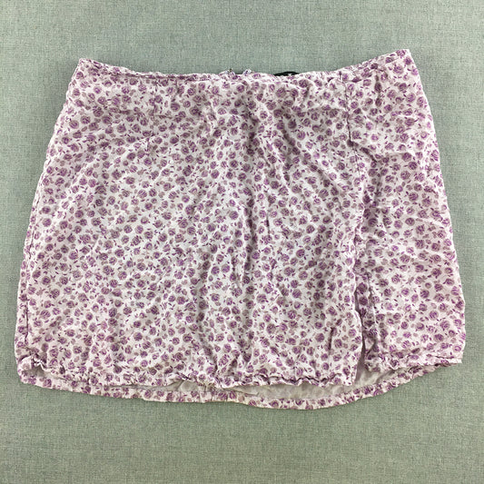 Motel Womens Mini Skirt Size M Purple White Floral Rose