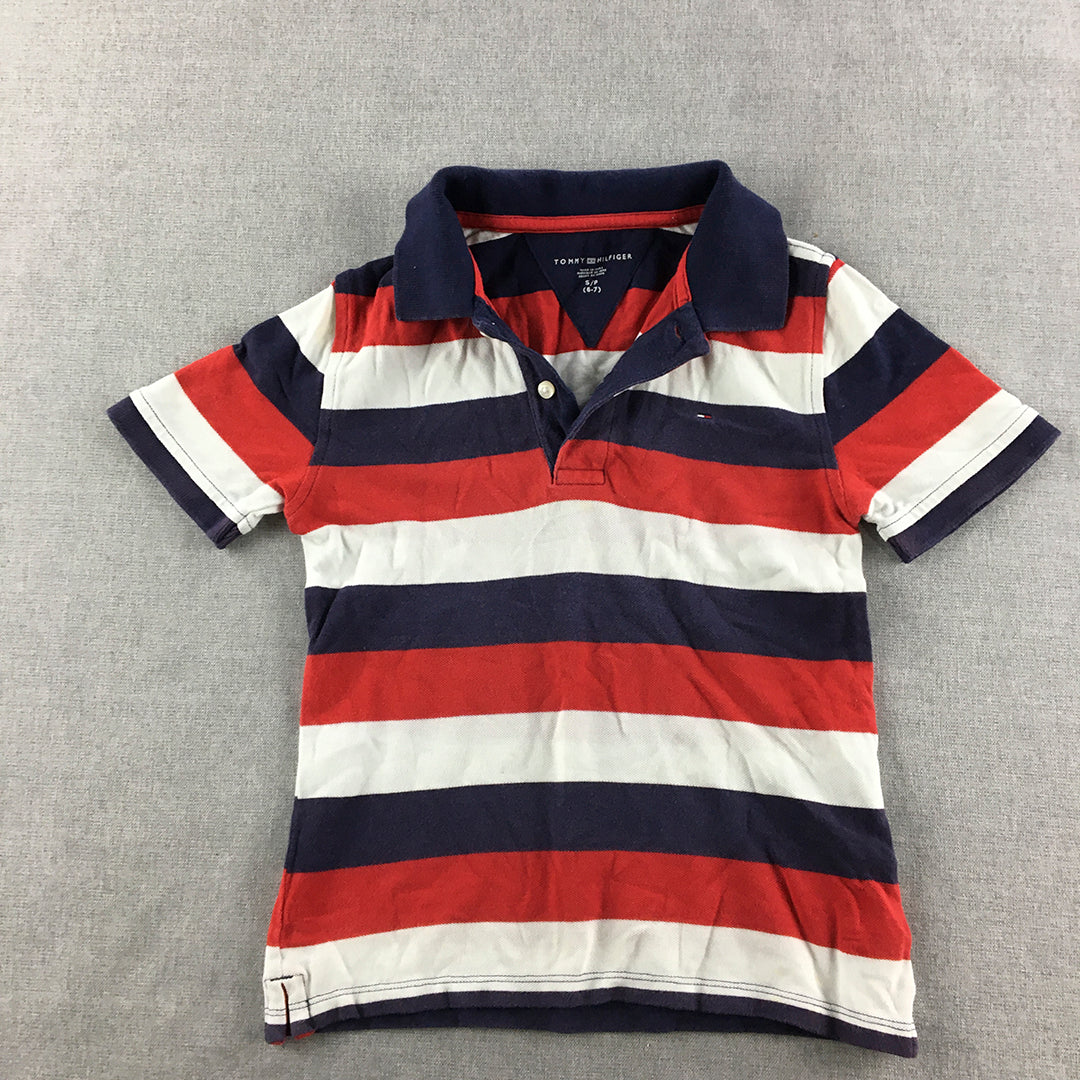 Tommy Hilfiger Kids Boys Polo Shirt Size S (6 - 7 Years) Red White Striped Rugby