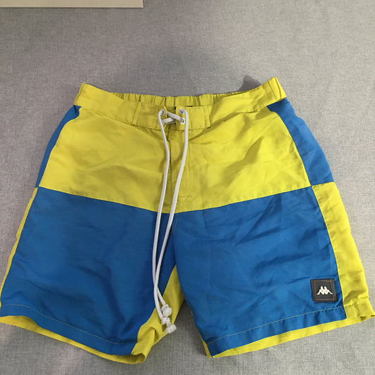 Kappa Kids Boys Board Shorts Size 14 Years Yellow Blue Logo Surf Swim Boardies