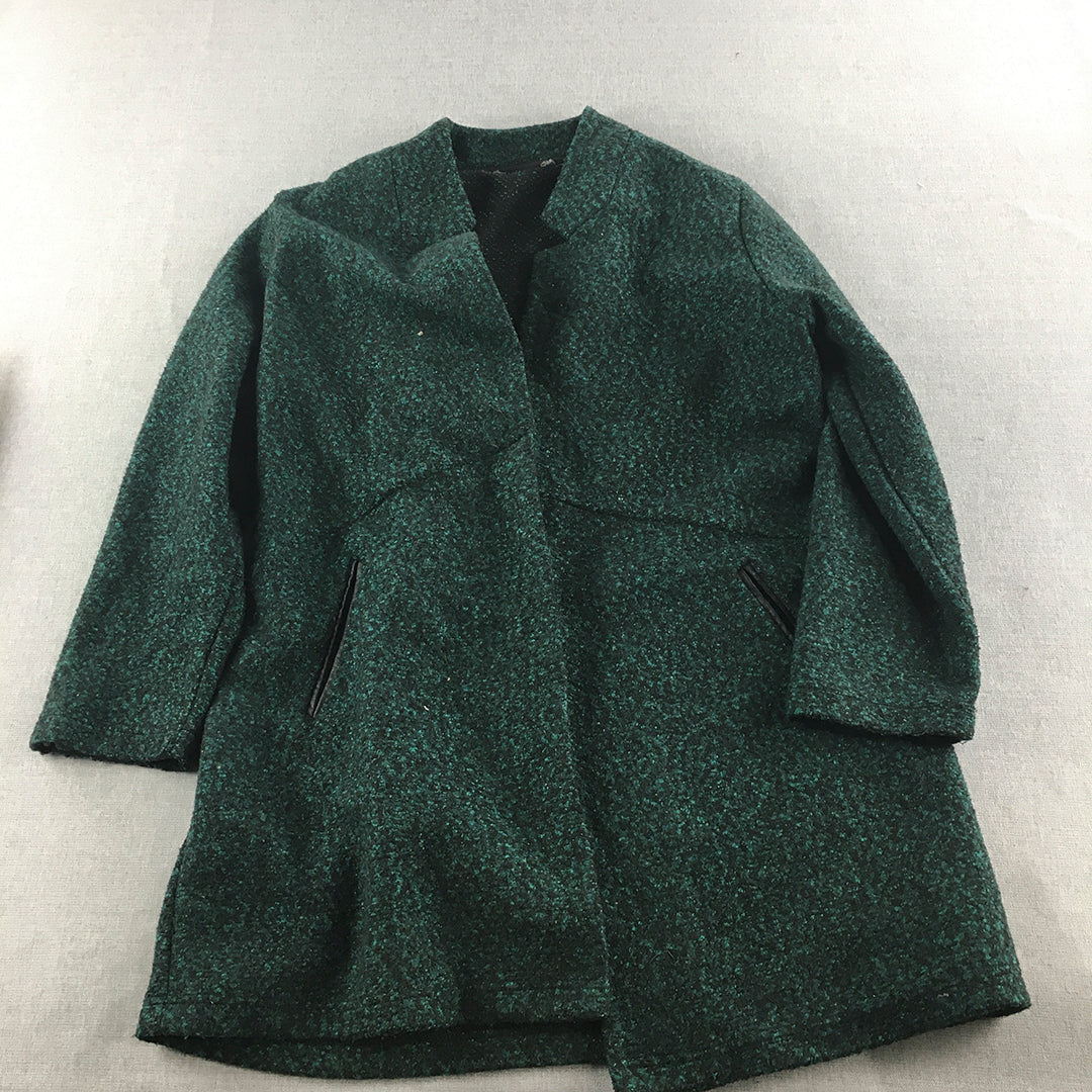 Forever New Womens Jacket Size 12 Green Pockets Long Coat