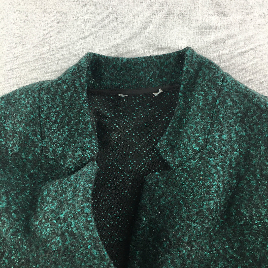 Forever New Womens Jacket Size 12 Green Pockets Long Coat