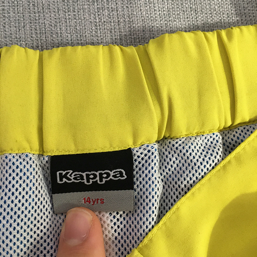 Kappa Kids Boys Board Shorts Size 14 Years Yellow Blue Logo Surf Swim Boardies