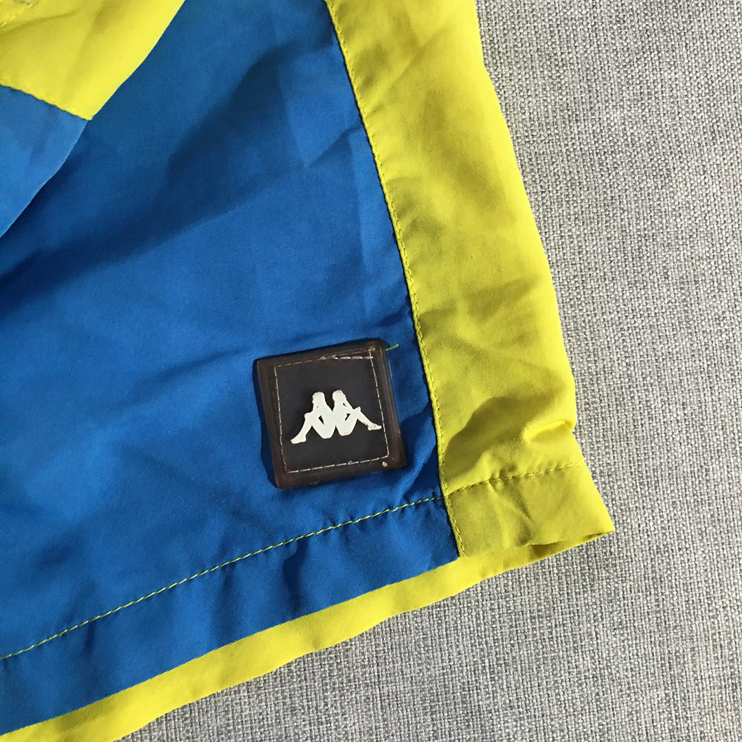 Kappa Kids Boys Board Shorts Size 14 Years Yellow Blue Logo Surf Swim Boardies