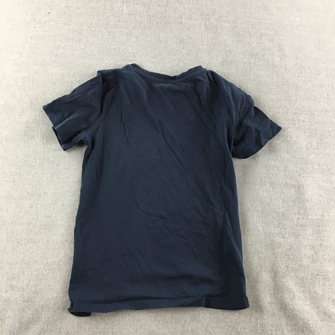 H&M Kids Boys T-Shirt Size 7 - 8 Years Navy Blue Short Sleeve Crew Neck Tee