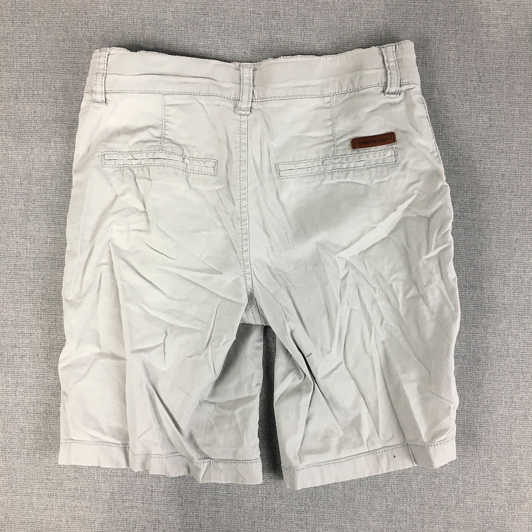 Country Road Kids Boys Chino Shorts Size 8 Grey Pockets