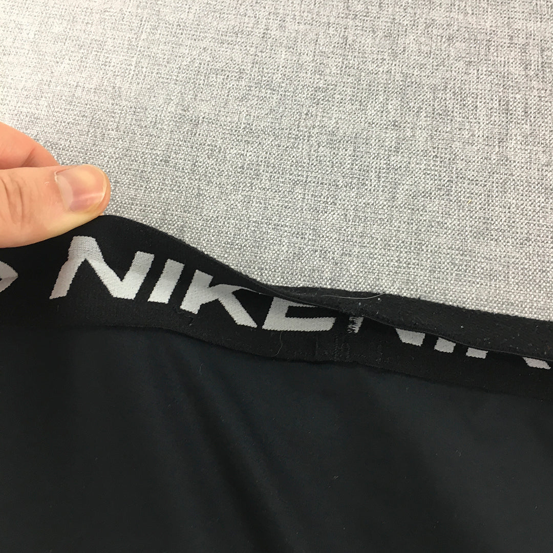 Nike Pro Womens Leggings Size XL Black 3/4 Length Logo Gym Athletic