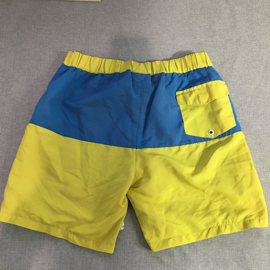 Kappa Kids Boys Board Shorts Size 14 Years Yellow Blue Logo Surf Swim Boardies