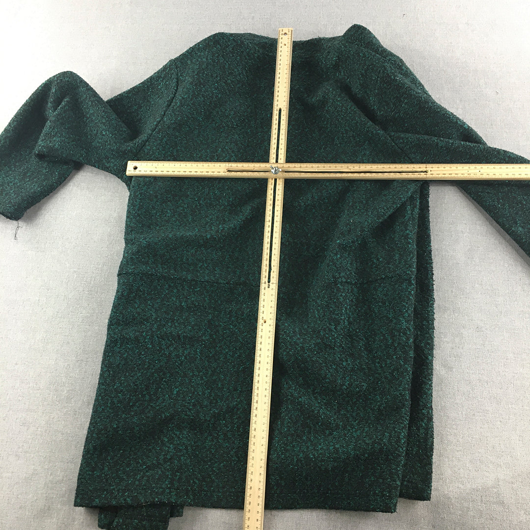 Forever New Womens Jacket Size 12 Green Pockets Long Coat