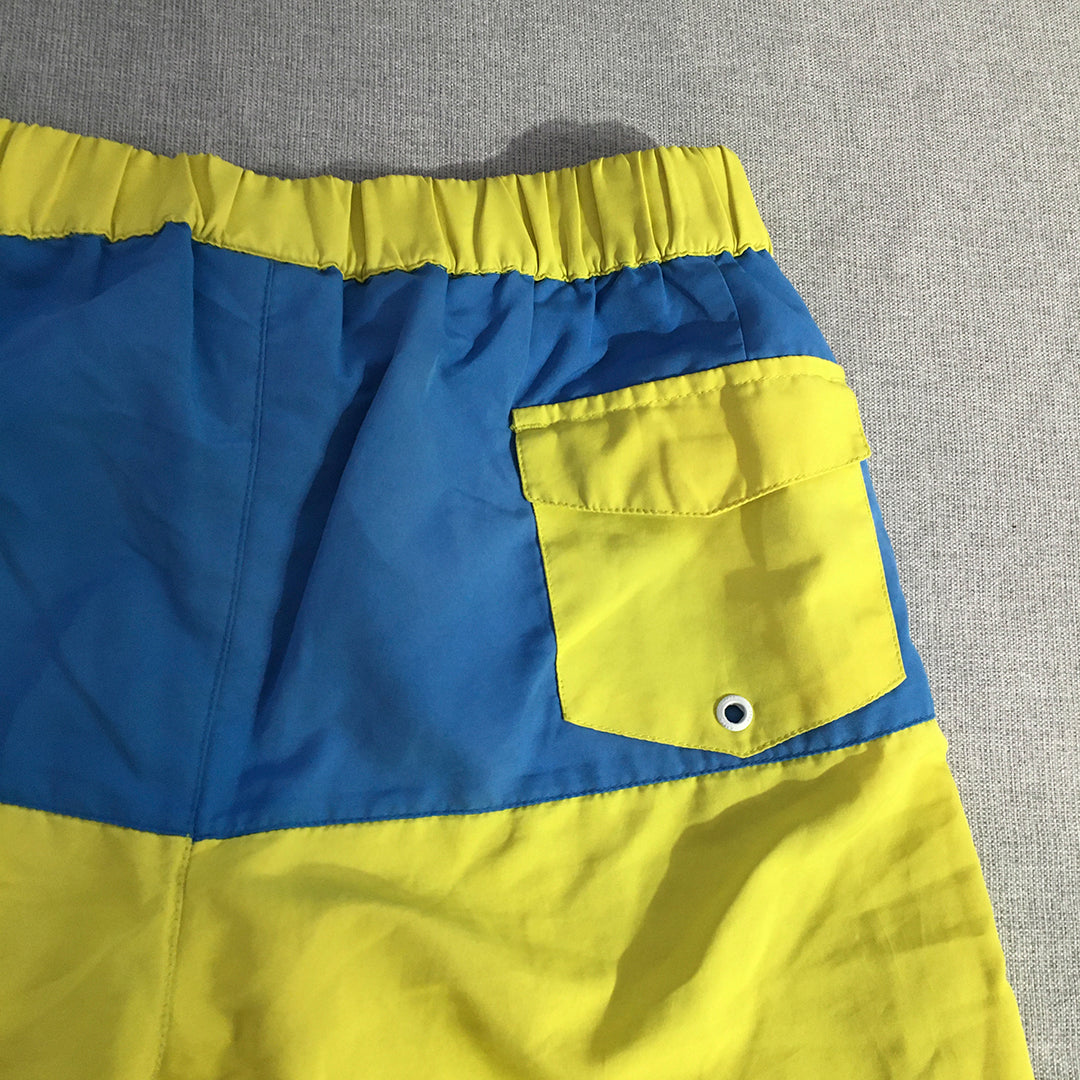 Kappa Kids Boys Board Shorts Size 14 Years Yellow Blue Logo Surf Swim Boardies