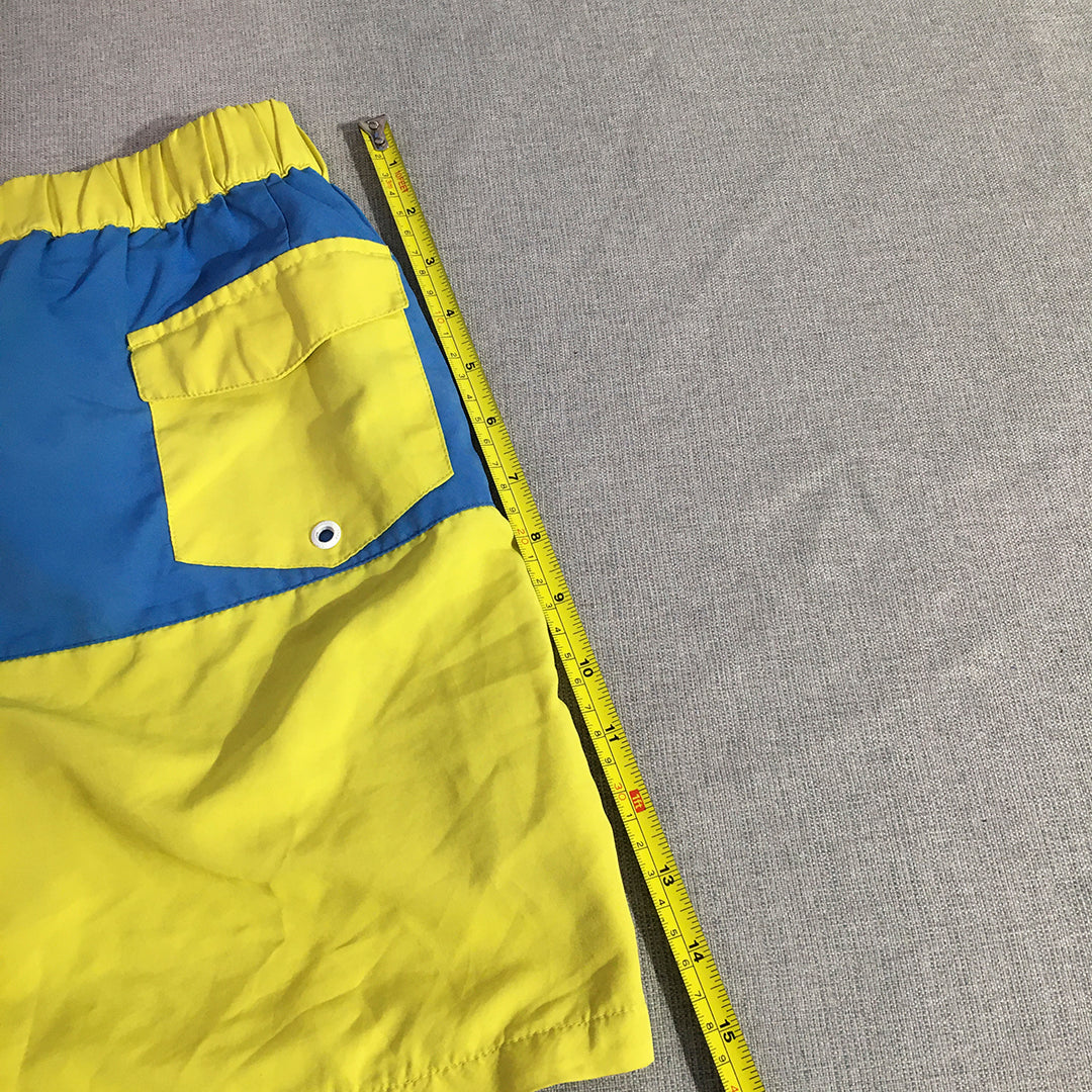 Kappa Kids Boys Board Shorts Size 14 Years Yellow Blue Logo Surf Swim Boardies