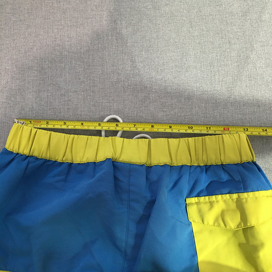 Kappa Kids Boys Board Shorts Size 14 Years Yellow Blue Logo Surf Swim Boardies