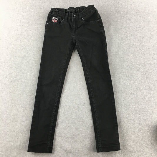 Pepe Jeans Kids Girls Size 8 Skinny Denim Pockets Black Dark Wash Logo