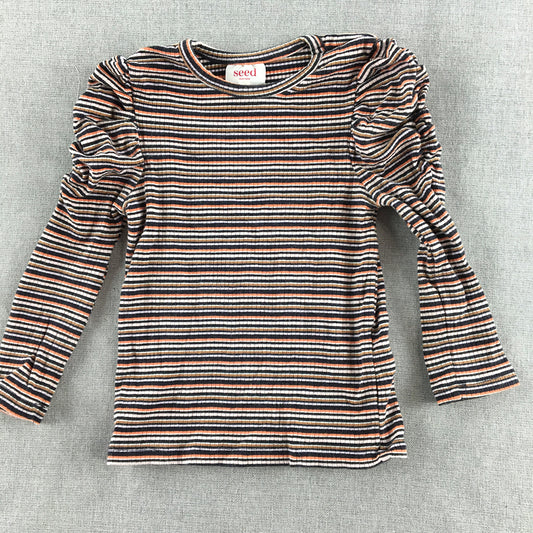 Seed Heritage Kids Girls Knit Sweater Size 3 Orange Black Striped Jumper