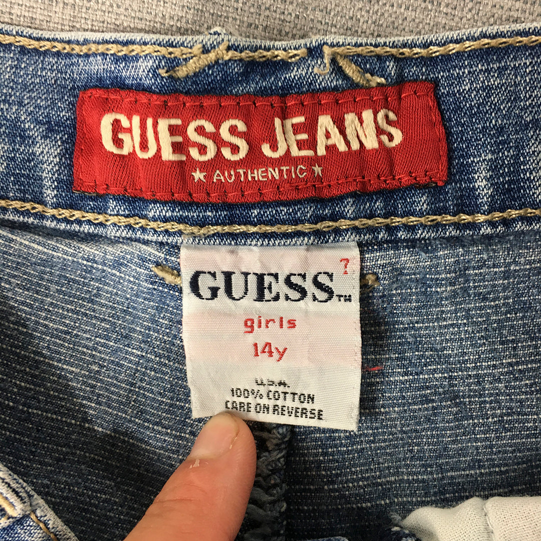 Vintage Guess deals Red Denim Logo Front + Back Pocket Jean Shorts 4