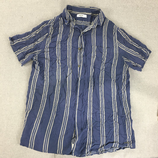 Allgood Mens Shirt Size L Blue Striped Short Sleeve Button-Up Collared