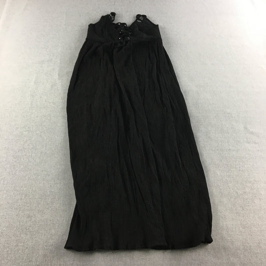 Zara Womens Dress Size S Black Stretch Fabric Midi Sleeveless