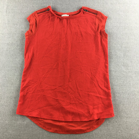 Witchery Womens Linen Tank Top Size XS Red Sleeveless Shirt