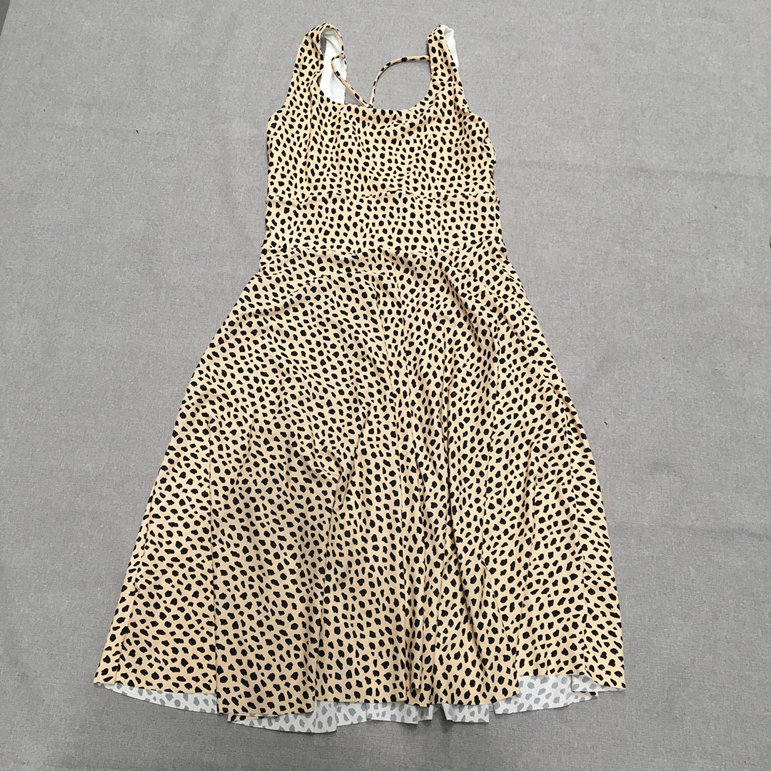 Exotica Womens Dress Size 2XL Brown Dot Sleeveless Stretch Midi