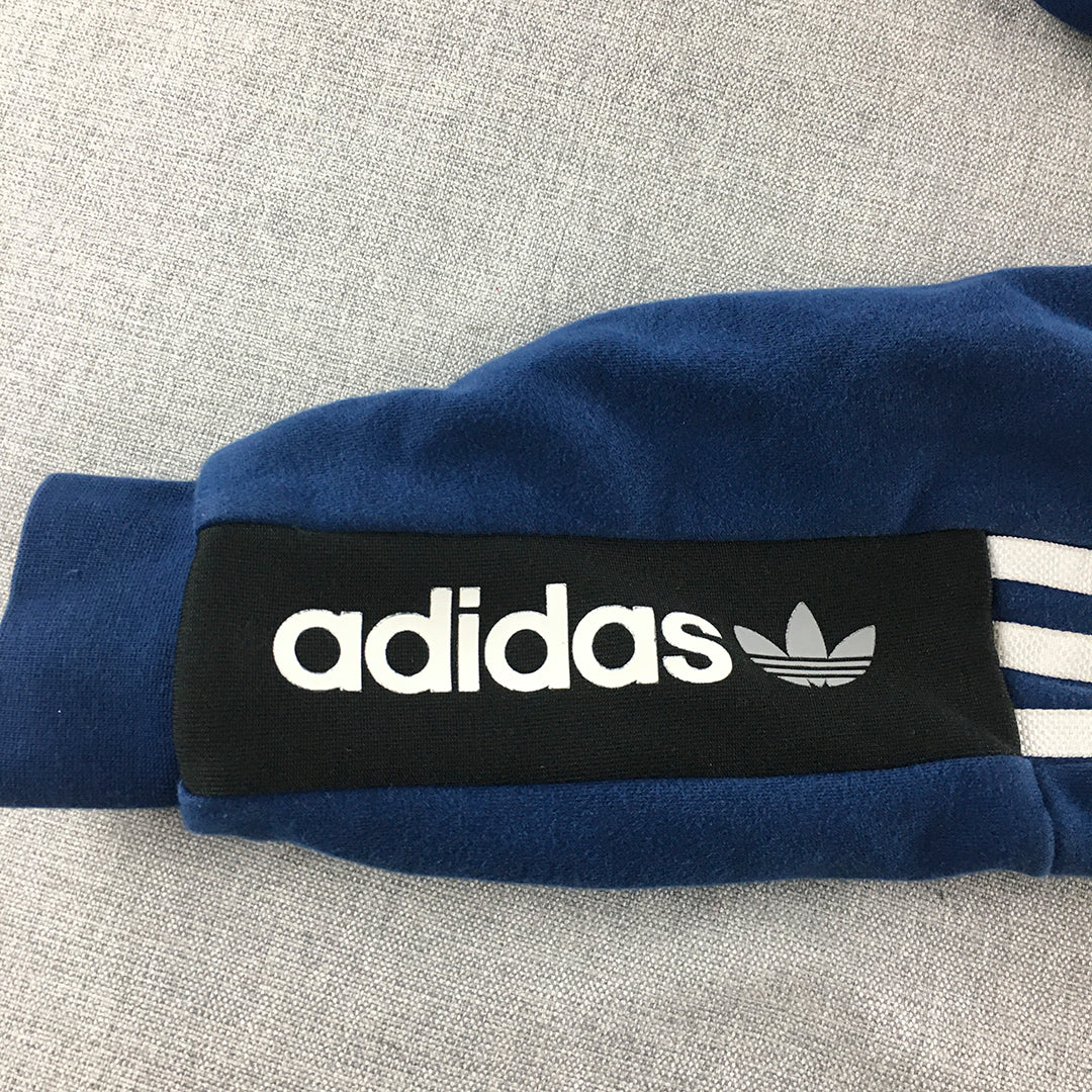 Adidas Kids Boys Tracksuit Pants Size 7 - 8 Years Blue Drawstring Pockets Logo