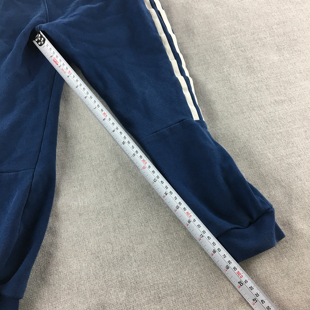 Adidas Kids Boys Tracksuit Pants Size 7 - 8 Years Blue Drawstring Pockets Logo