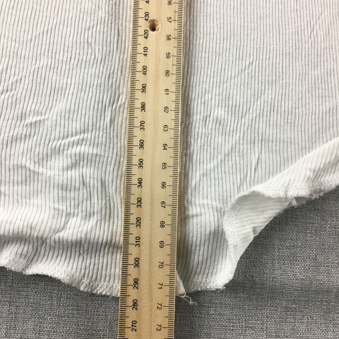 Zara Womens Knit Top Size XL White Short Sleeve Stretch Fabric Shirt