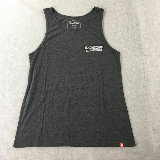 Iron Edge Mens Tank Top Size M Grey Sleeveless Logo Fitness Gym Sleeveless