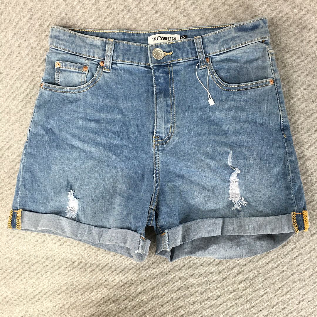 Thats So Fetch Womens Denim Shorts Size 10 Blue Pockets Bermuda