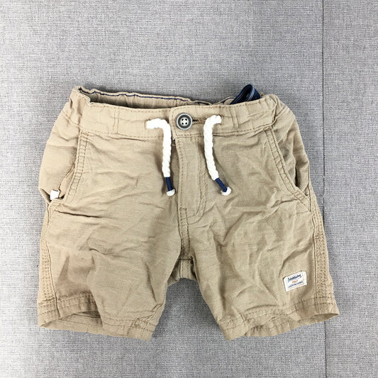 H&M Kids Boys Linen Shorts Size 2 Baby Toddler Brown Drawstring Pockets