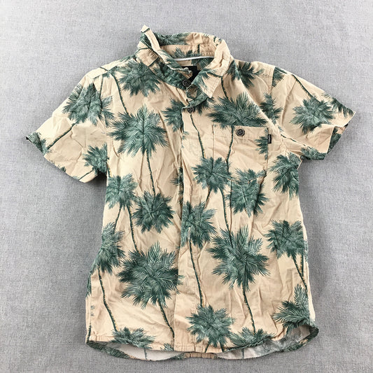 St Goliath Kids Boys Shirt Size 6 Brown Green Hawaiian Short Sleeve Button-Up