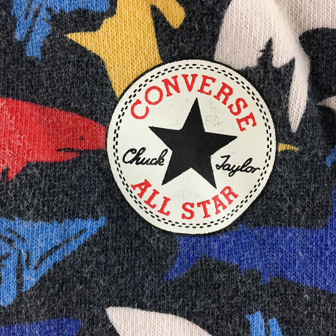 Converse All-Star Kids Boys Hoodie Jacket Youth Size S Black Shark Pattern Coat