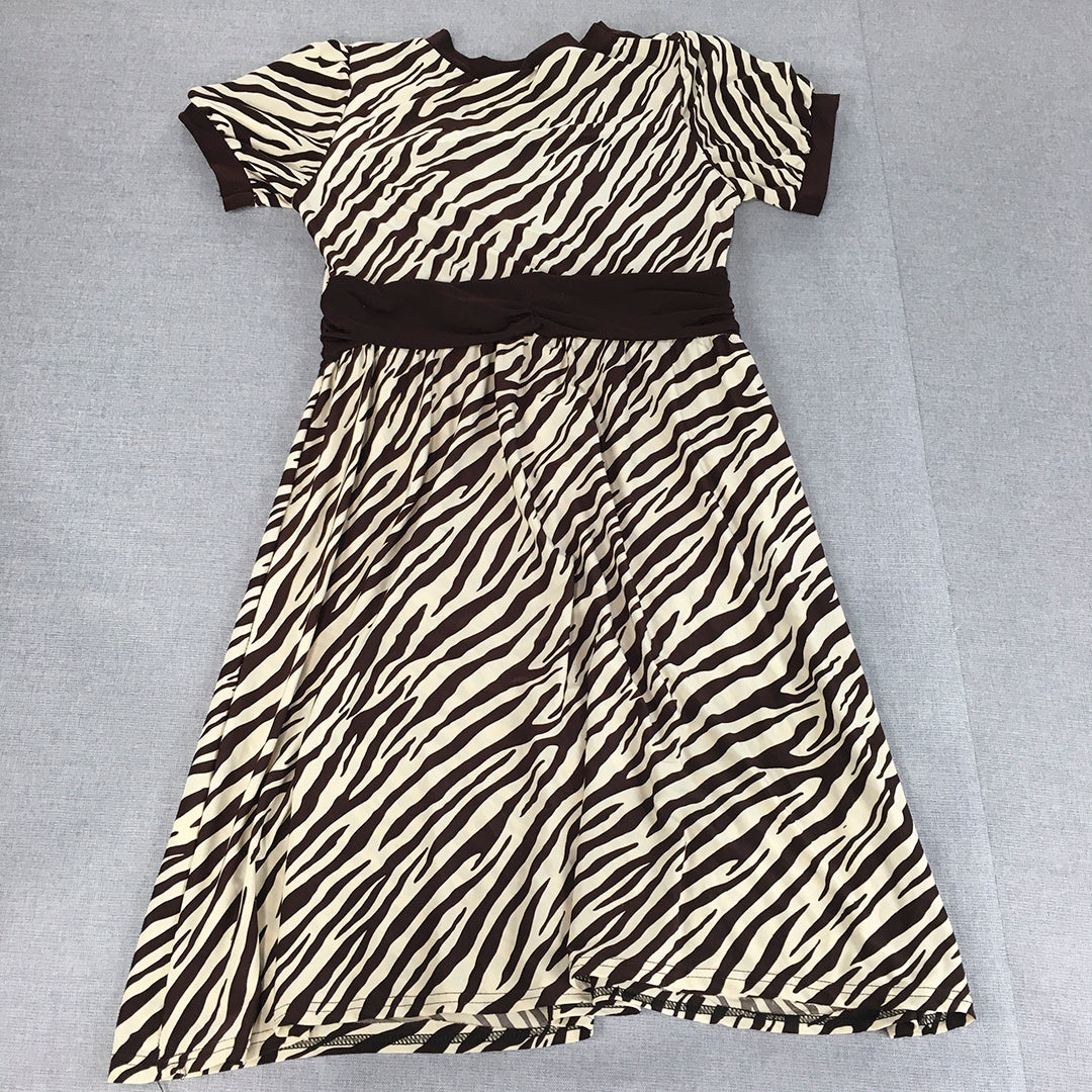 Millia Womens Dress Size S Brown White Striped Stretch A-Line Mini