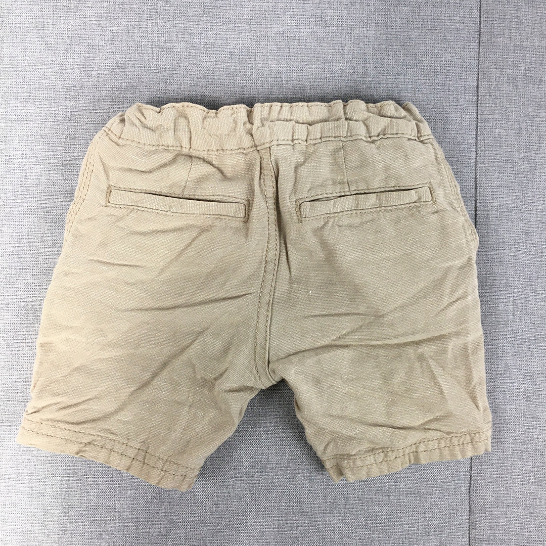 H&M Kids Boys Linen Shorts Size 2 Baby Toddler Brown Drawstring Pockets