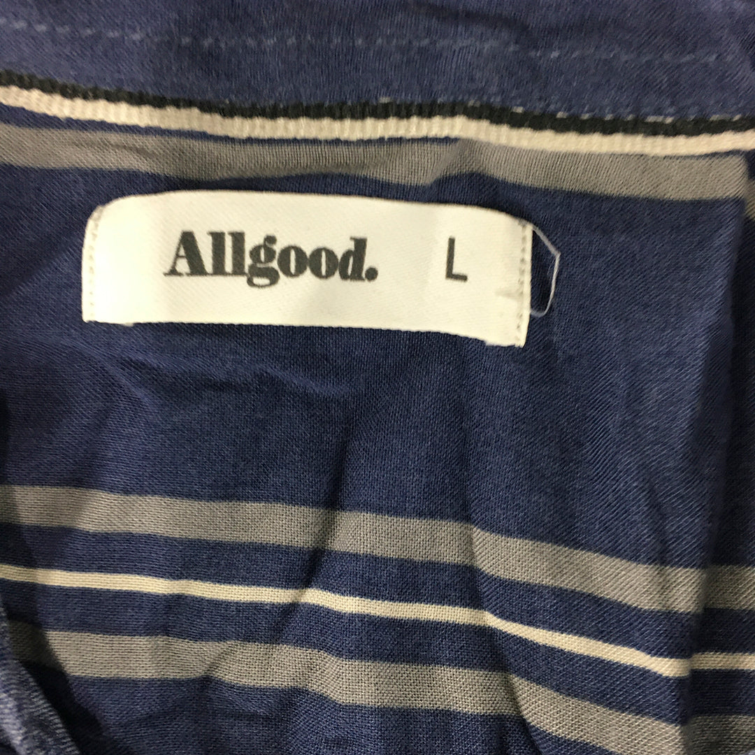 Allgood Mens Shirt Size L Blue Striped Short Sleeve Button-Up Collared