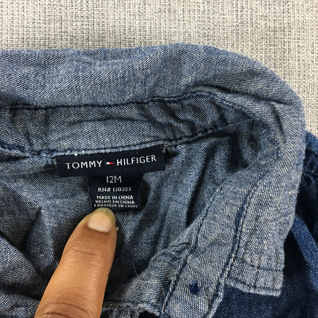 Tommy Hilfiger Baby Boys Shirt Size 12 Months (1) Blue Denim Button-Up Collared