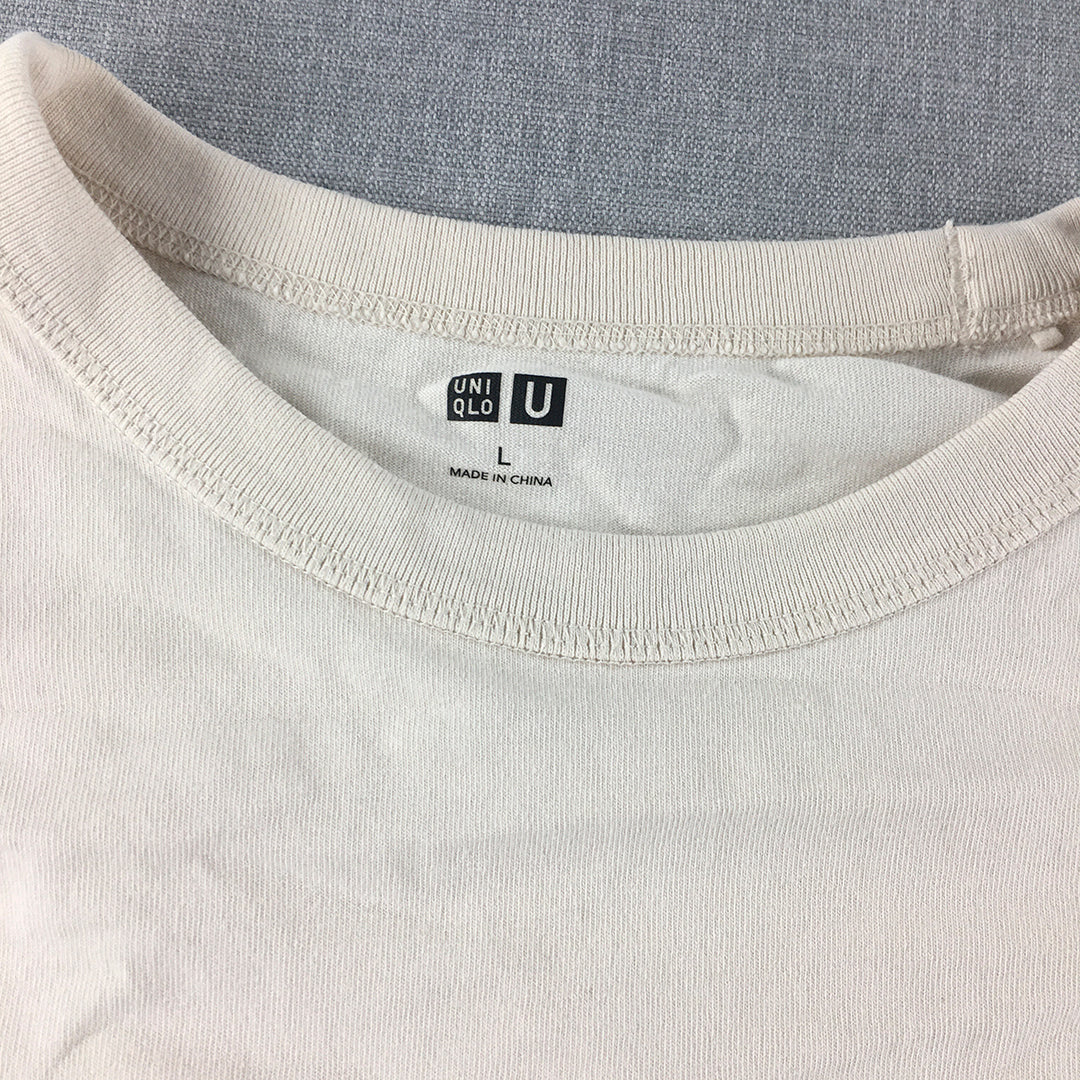 Uniqlo U Mens T-Shirt Size L White Short Sleeve Crew Neck Tee