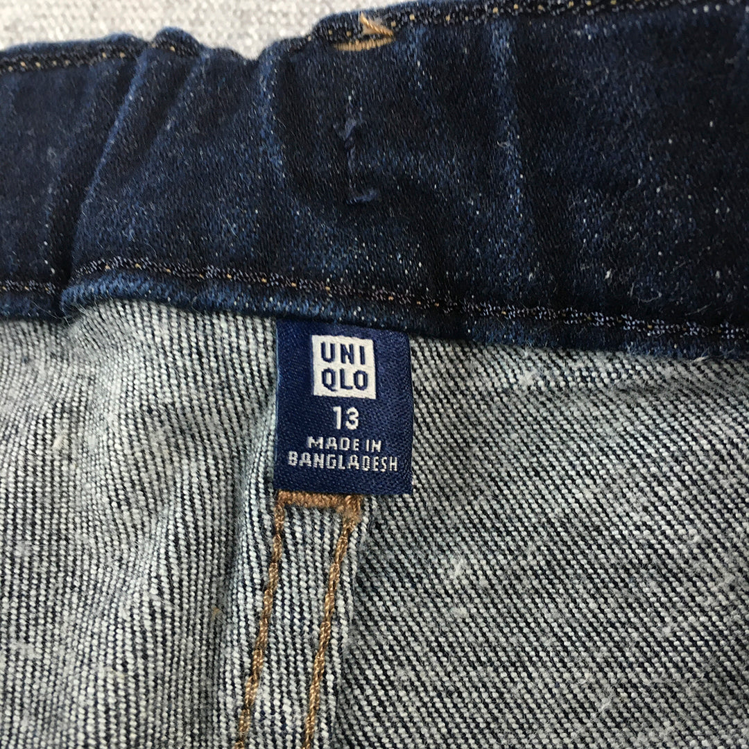 Uniqlo Kids Boys Jeans Youth Size L (13) Blue Dark Wash Straight Leg Denim