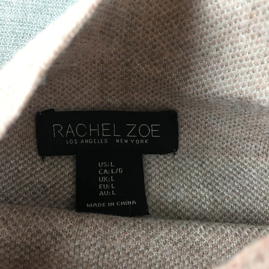 Rachel Zoe Womens Knit Sweater Size L Pink Checkered Mock Neck Jumper