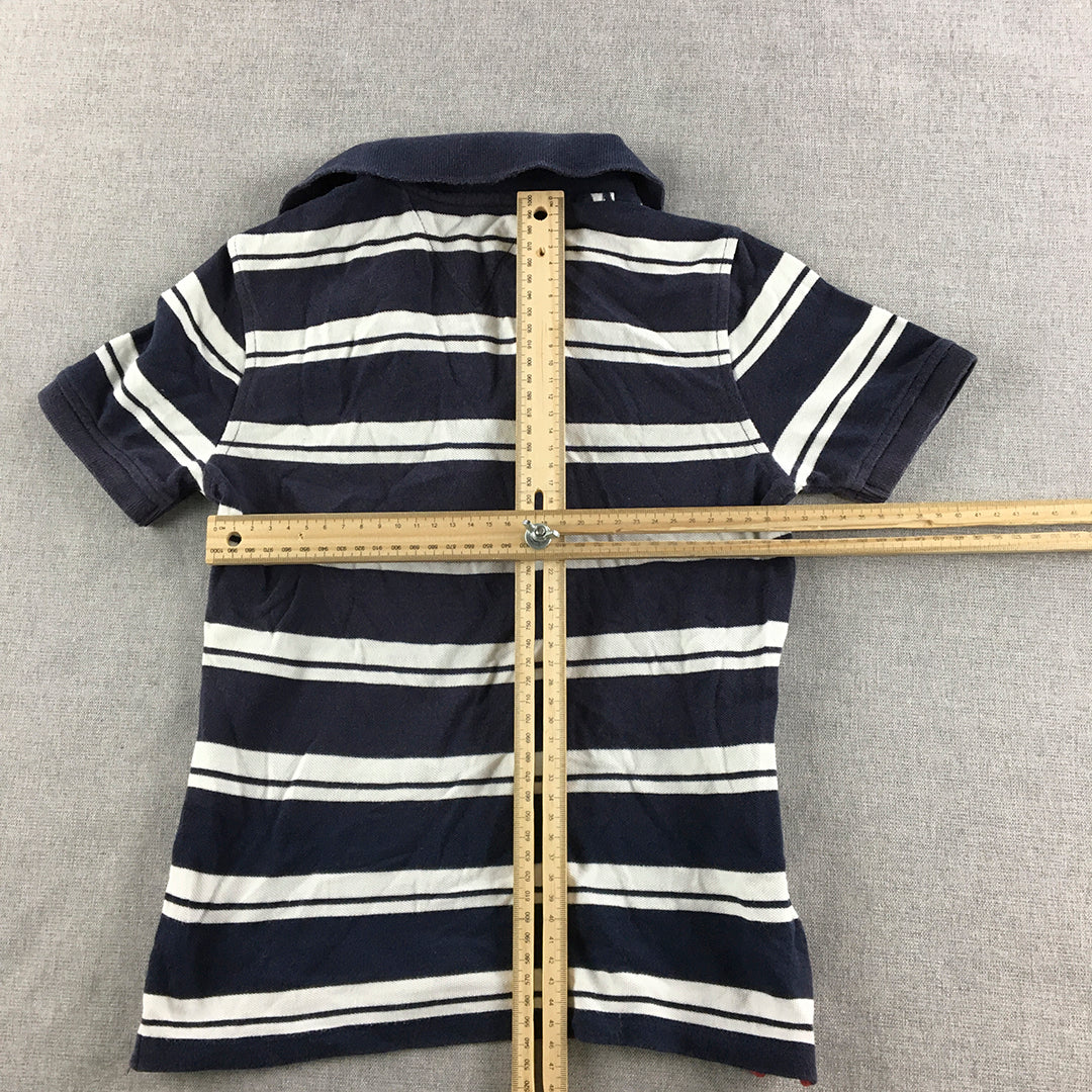 Tommy Hilfiger Kids Boys Polo Shirt Size S 6 - 7 Years Blue White Striped Rugby