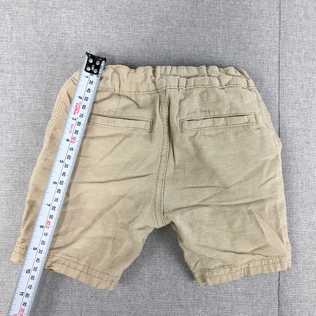 H&M Kids Boys Linen Shorts Size 2 Baby Toddler Brown Drawstring Pockets