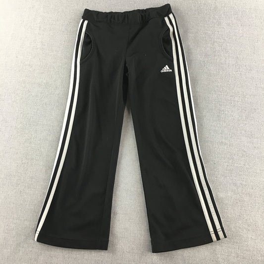 Adidas Kids Girls Tracksuit Pants Size S (7 - 8 Years) Black Logo Pockets Jogger