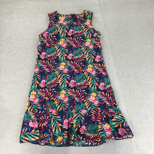 Jackie K Womens Mini Dress Size 8 Navy Blue Pink Floral Hawaiian Sleeveless