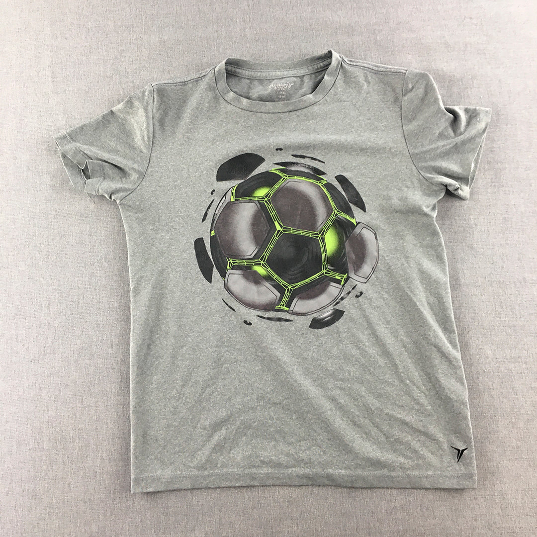 Old Navy Active Kids Boys T-Shirt Size 10 - 12 Years Grey Soccer Football Top