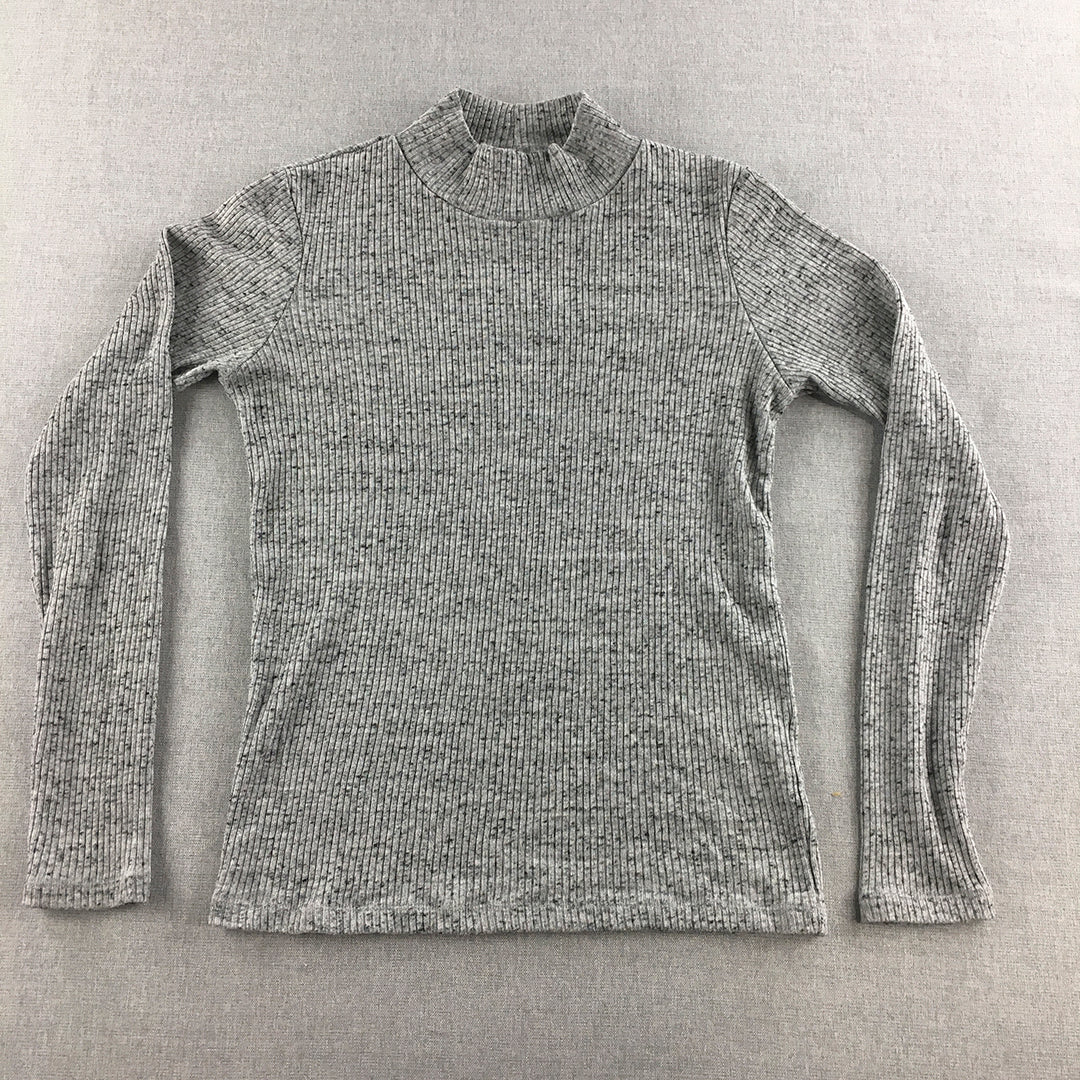Uniqlo Womens Knit Sweater Size S Grey Lightweight Mock Neck Jumper