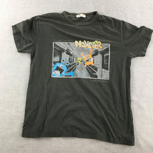 Zara Kids Boys T-Shirt Size 11 - 12 Years Black Monsters Graphic Short Sleeve