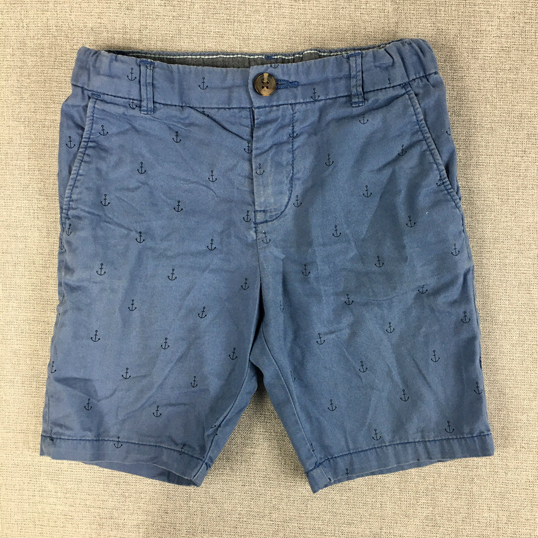 H&M Kids Boys Shorts Size 5 Years Blue Anchor Pockets Chino